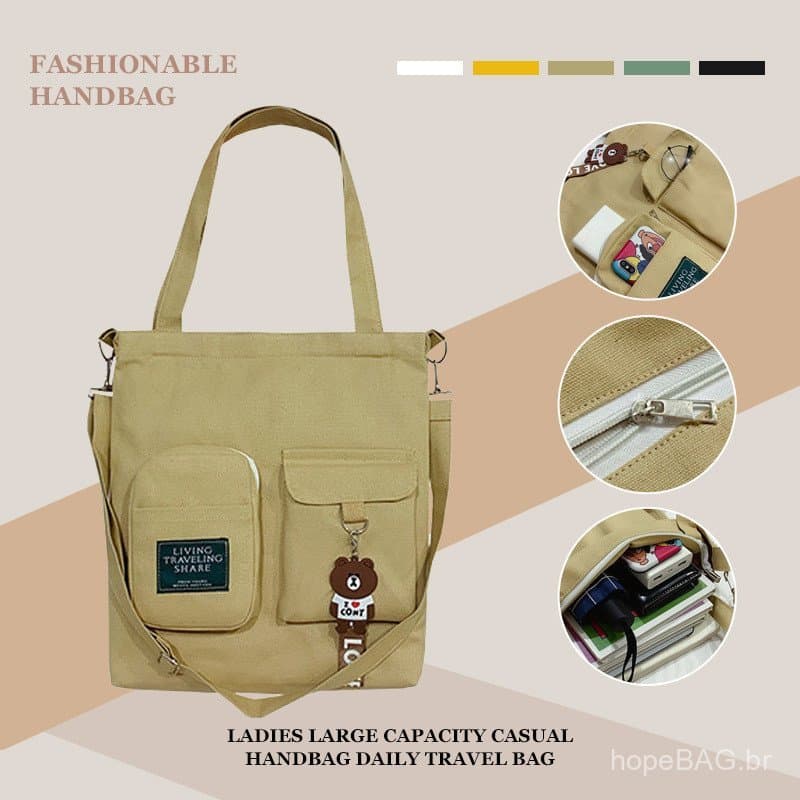 Bolsa transversal de lona com detalhes em jeans, bolsa de ombro personalizada, bolsa de mão para estudantes, bolsa de om