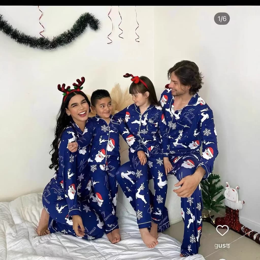 Natal impresso nova camisa pai-filho usar casa terno pijamas estoque pronto