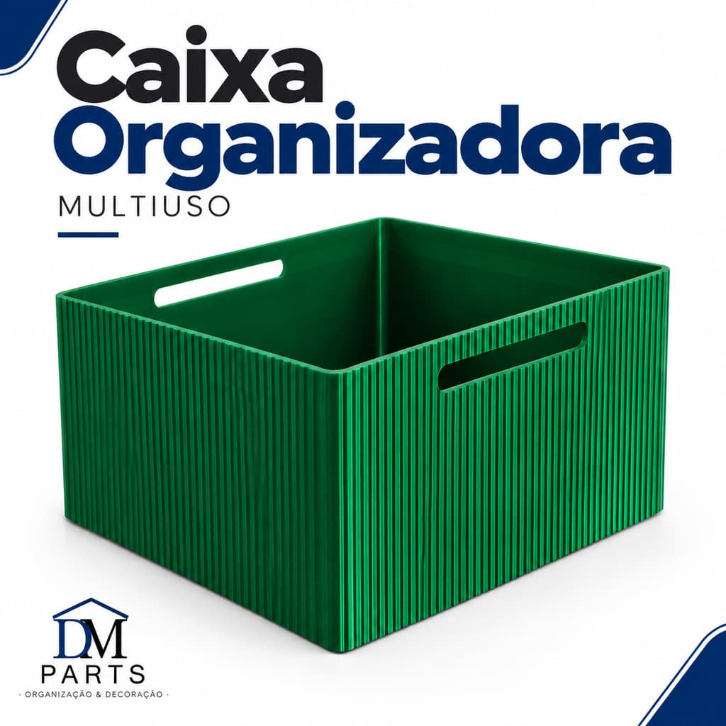 Caixa Organizadora Multiuso Grande Decorativa Verde Cesto Organizador Moderno Para Quarto Banheiro Escritório Nicho