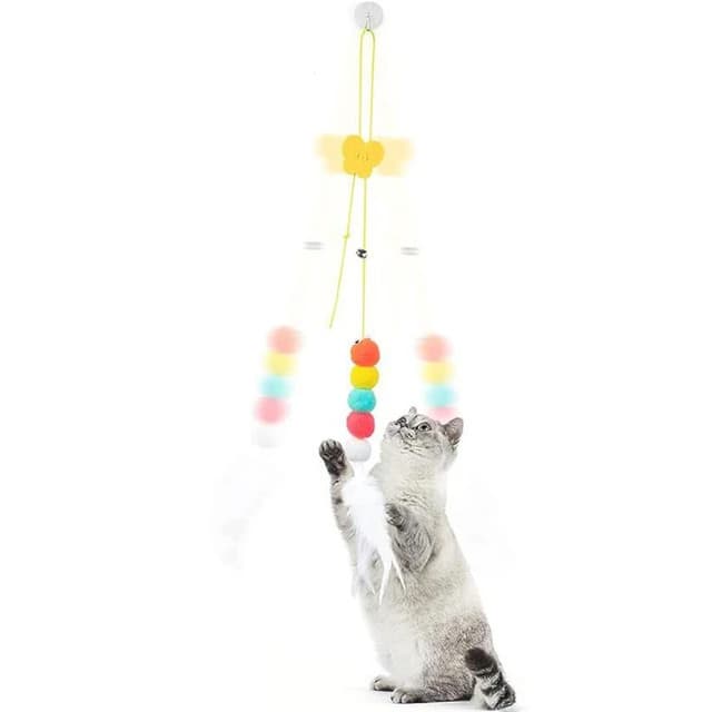 Brinquedo Lagarta Interativa Para Gatos Com Pena Elástico