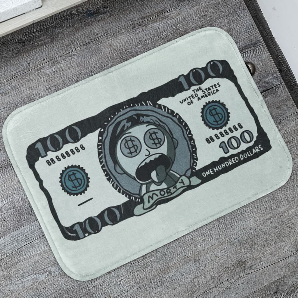 Tapete Porta de Entrada Decorativo 55x35cm Antiderrapante Morty Dollar