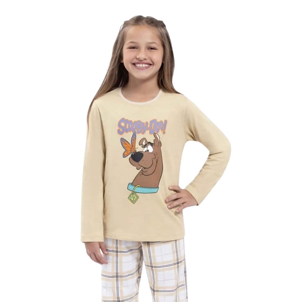 Pijama Scooby Doo Manga Longa e Calça Xadrez Infantil - Veggi