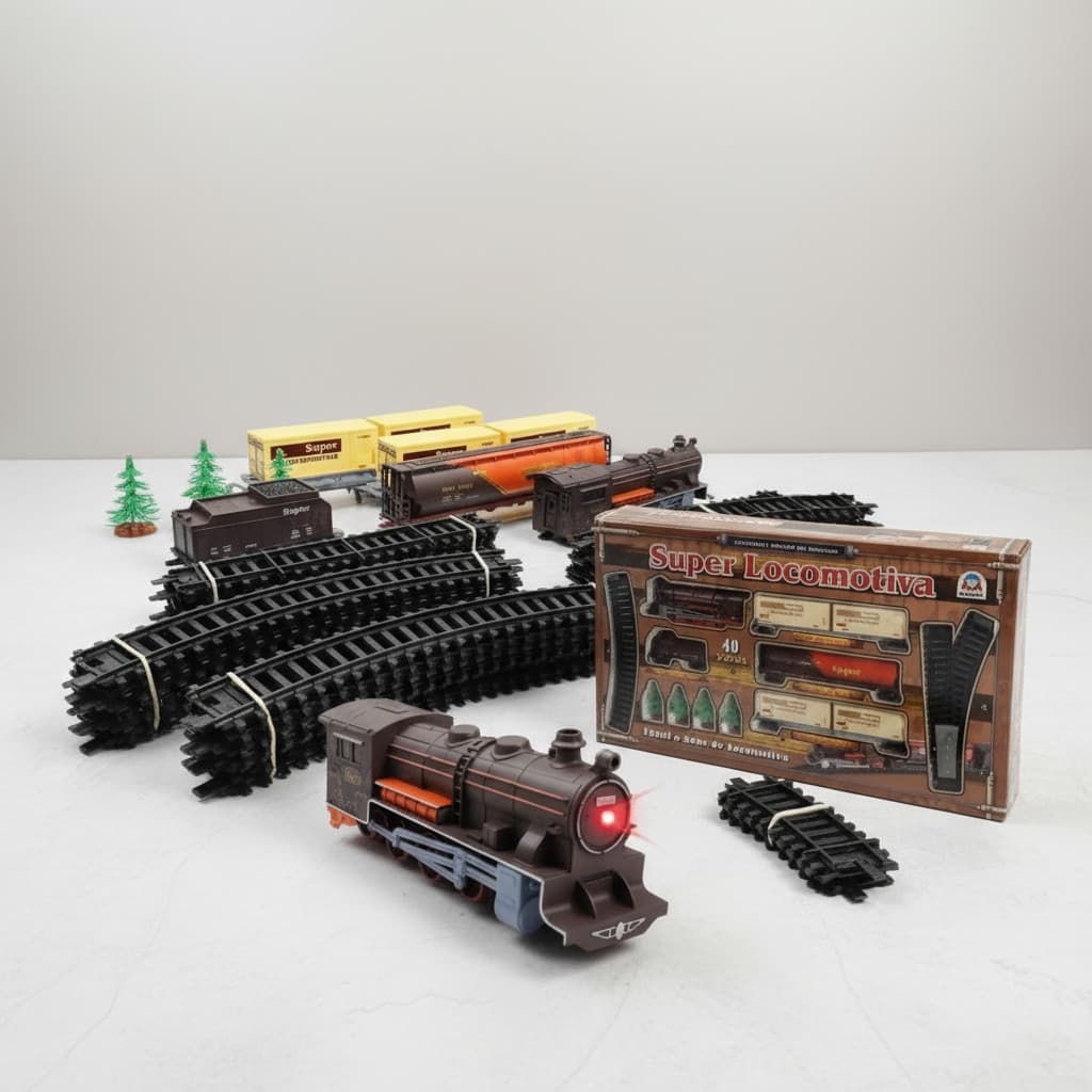 Super Locomotiva 7 Metros Trilho Ferrorama Trem Maquina Luz