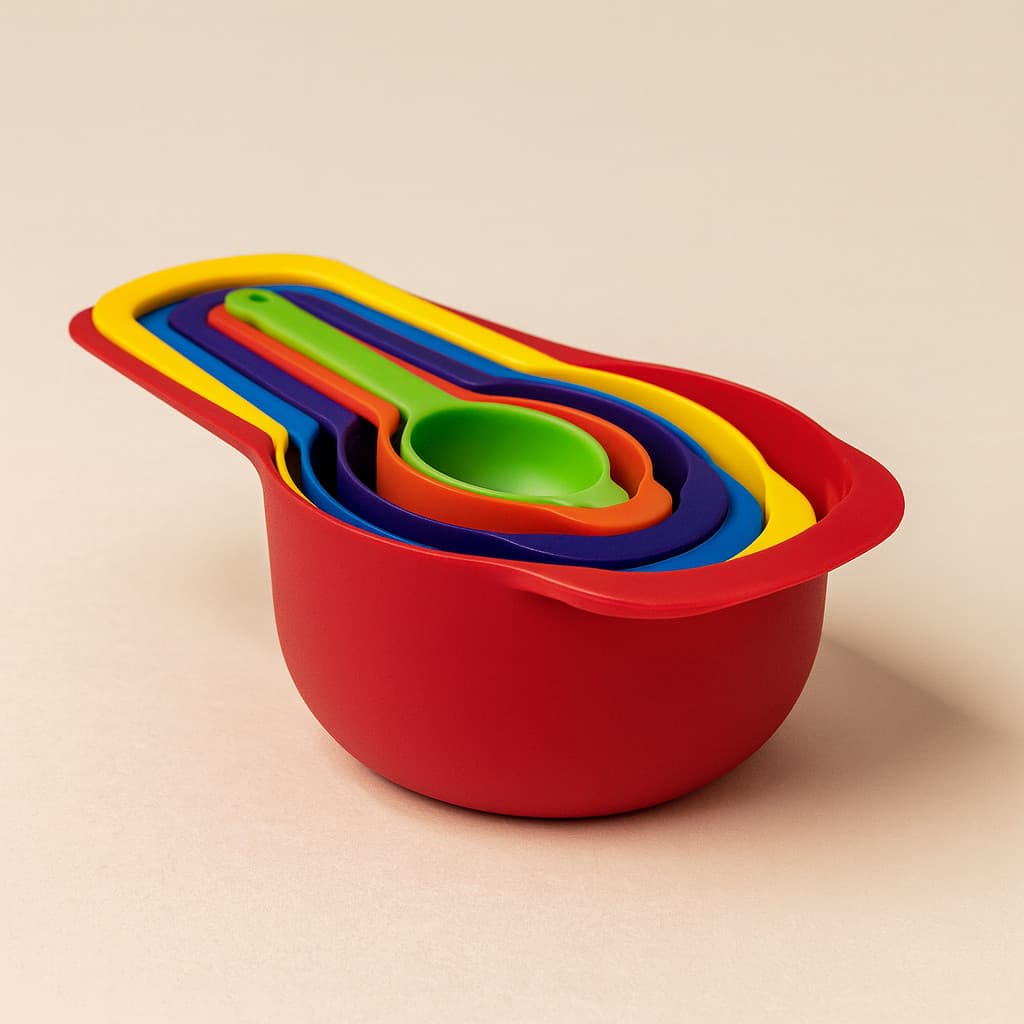 Kit Medidor de Cozinha Coloridos 6 Peças Xicaras e Colher Dosadora