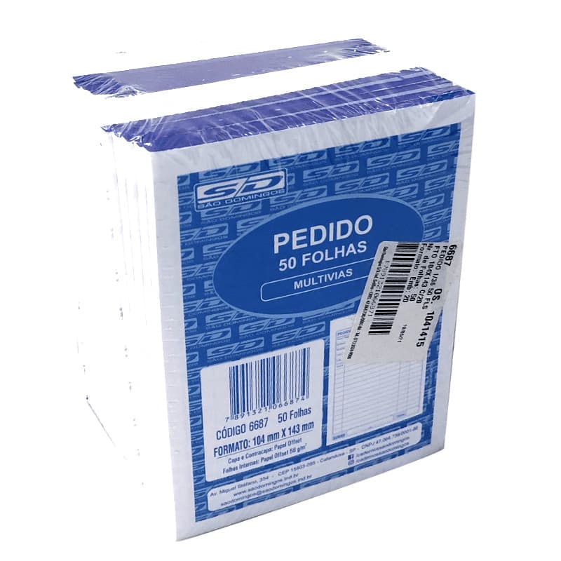 Bloco Talão Pedido 1/36 Multivias 50 Fls Kit 20 Blocos Animativa