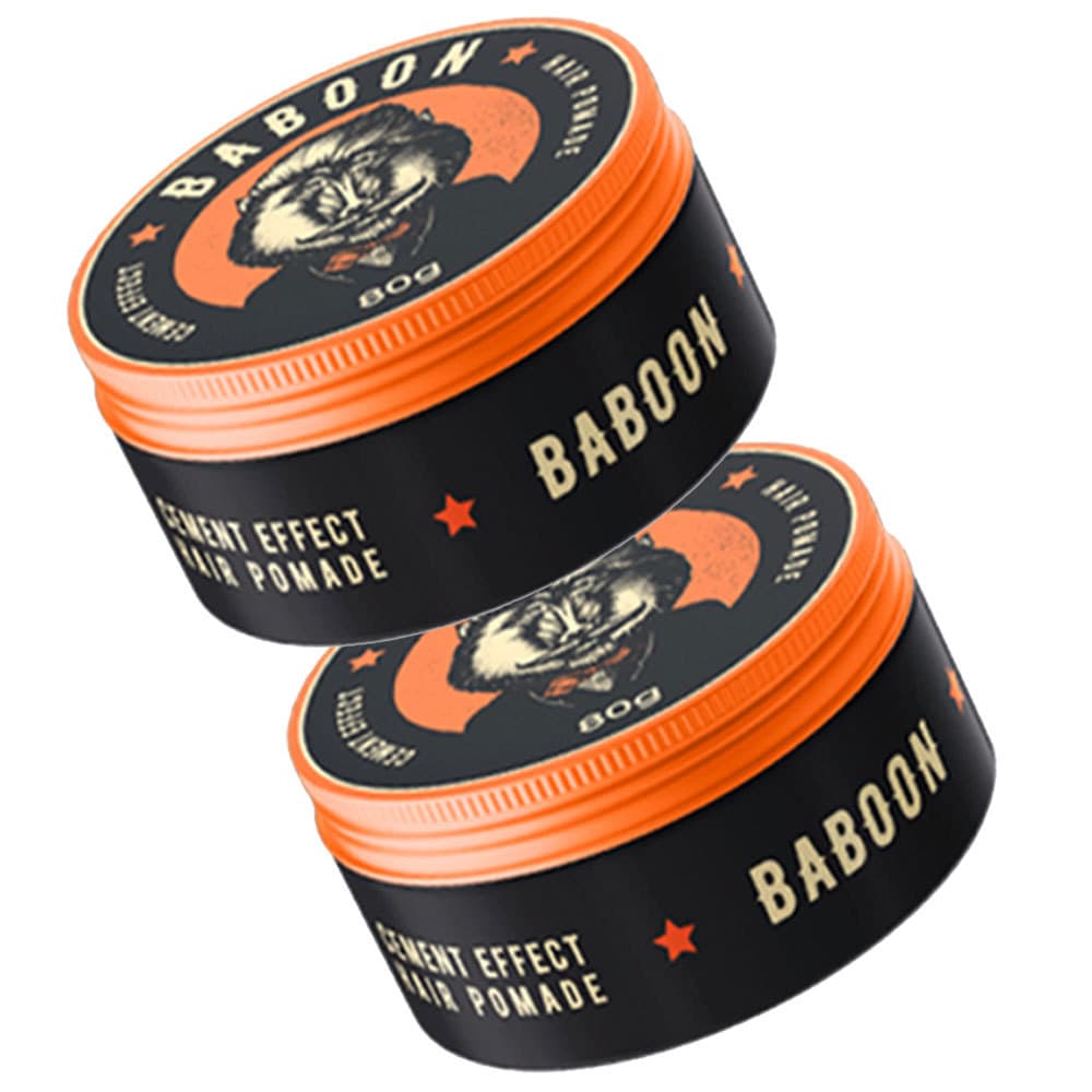 Kit 02 Pomada Modeladora Baboon Cement Effect Cera para Cabelo Masculino Fixação Matte Modelagem 80g