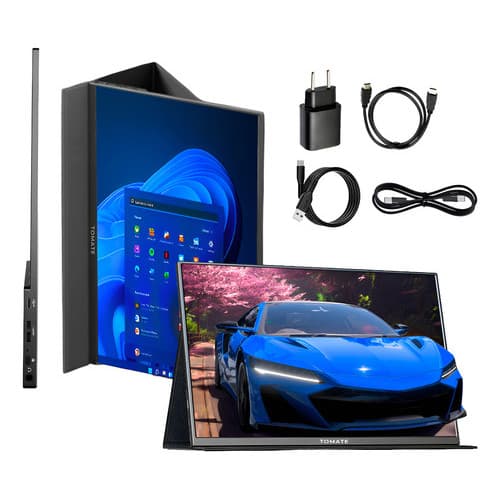Monitor Gamer Portátil Full Sllin Viagens Trabalho Tipe-c Hdmi Cor Preto Tomate Mtm-1506