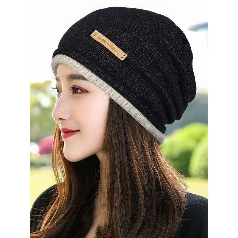Outono inverno chapéu feminino chapéu de lã quente versão coreana pilha chapéu Casual chapéu de malha moda pulôver chapé