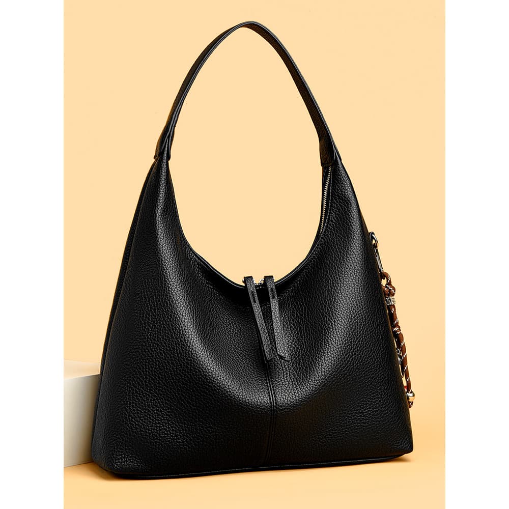 Bolsa balde feminina de grande capacidade, leve, couro genuíno, 2025, novo estilo, bolsa mensageiro de um ombro, sacola