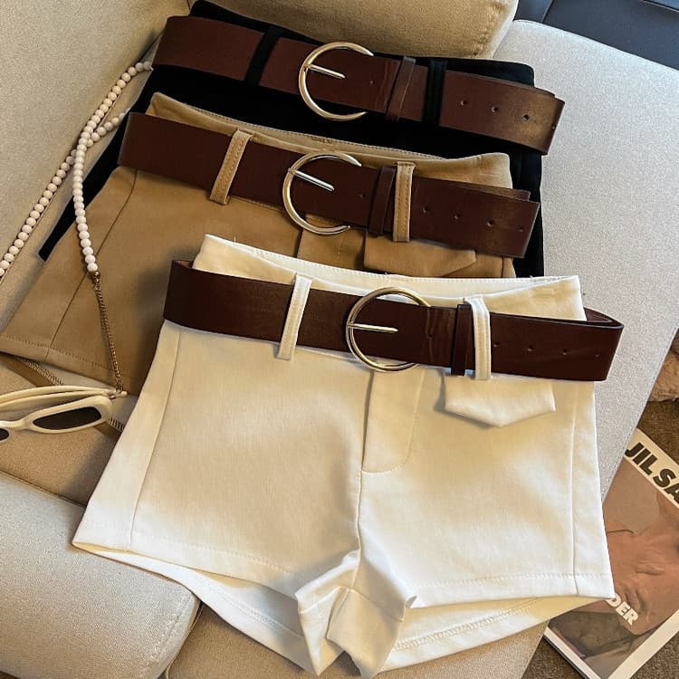Estilo americano cintura alta terno Shorts feminino 2025 estilo verão quente menina pequeno cara Hip a linha calças exte