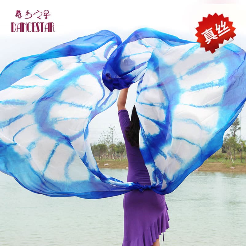 Gaze de dança High-End seda amoreira suprimentos de dança adereços gradiente Tie-Dye semicírculo dança do ventre gaze li