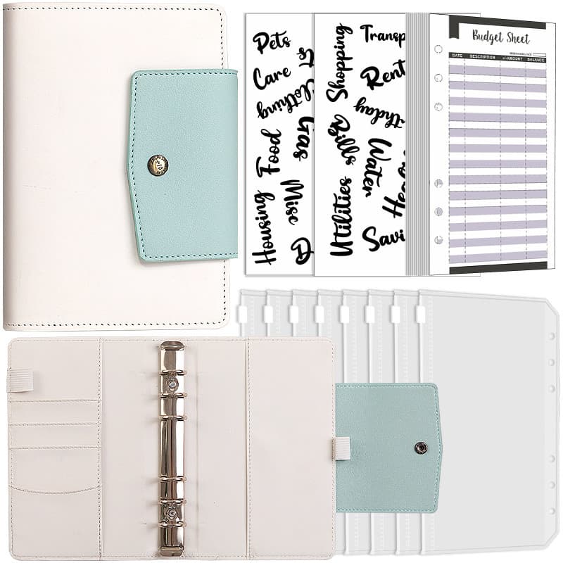 [Estoque pronto] Venda quente A6 Caderno Macaron de folhas soltas PU Recarga removível para economizar dinheiro Manual d