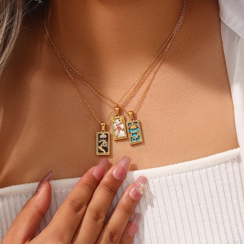 * Nicho Fashion Tarot Colar Acessório Portátil Aço Inoxidável Para Entusiastas Do Zodíaco Outfi