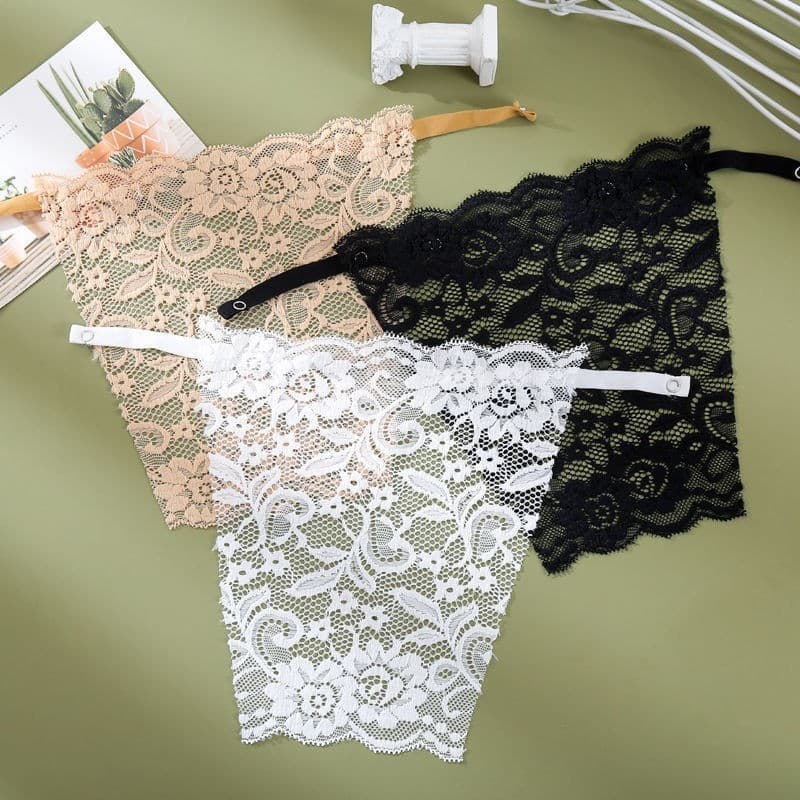 Tubo superior Anti-reflexo interior verão estilo fino envoltório peito All-match renda baixo pescoço capa peito sem alça