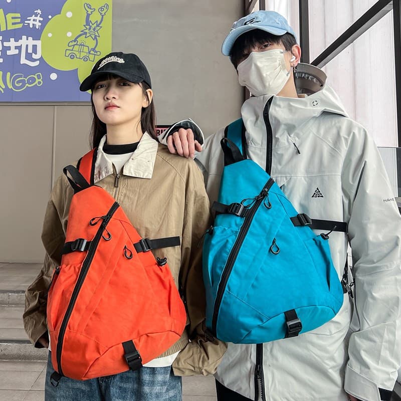 2025 novo estilo rua Wear mochila ciclismo ao ar livre arco seta saco do mensageiro menino grande saco de peito à prova
