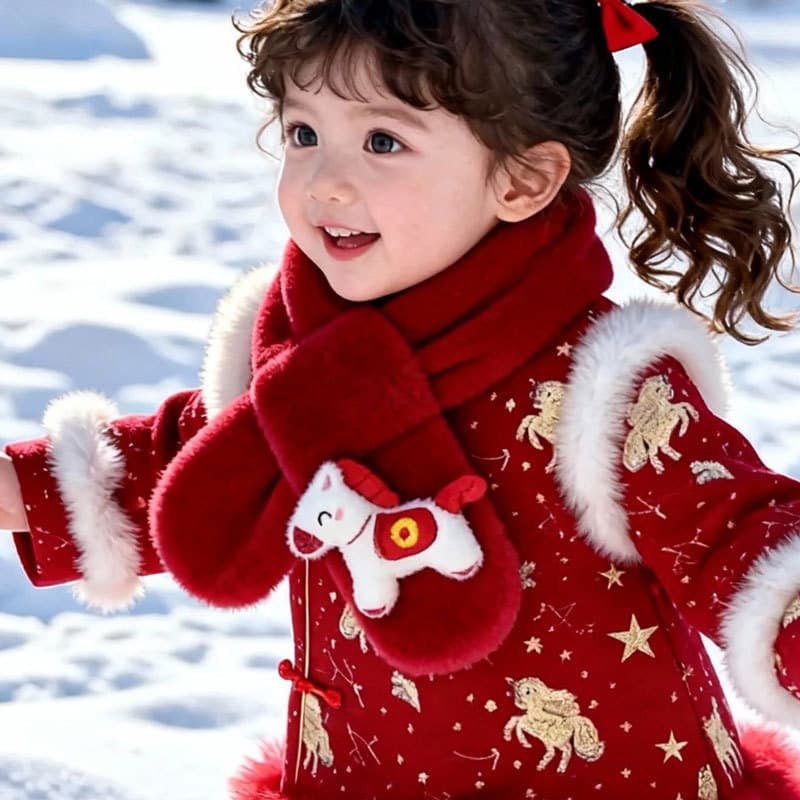 Crianças crianças inverno ano vermelho do cavalo zodíaco cachecol festivo meninos meninas pai-filho cachecol presentes d