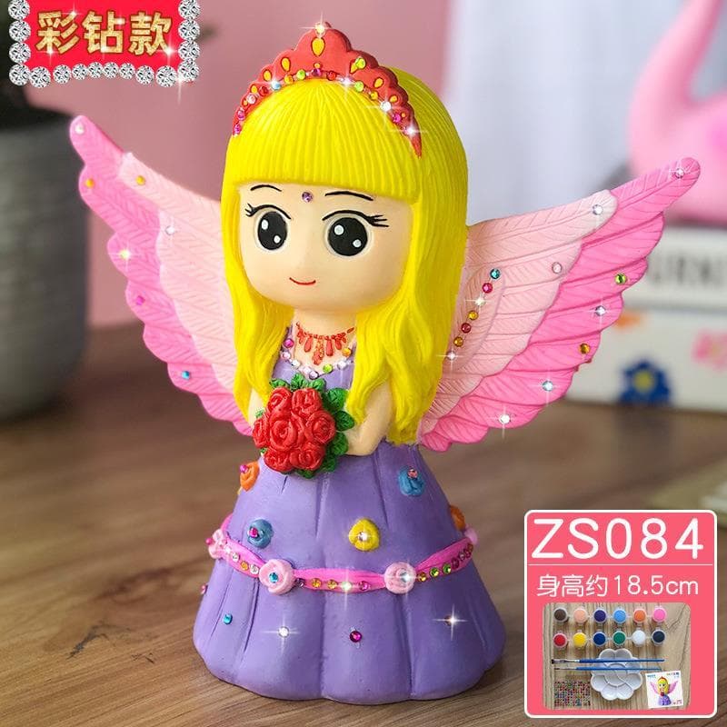Crianças escultura de vinil coloração cerâmica elsa princesa boneca brinquedo pintado à mão pintura coloração gesso Graf