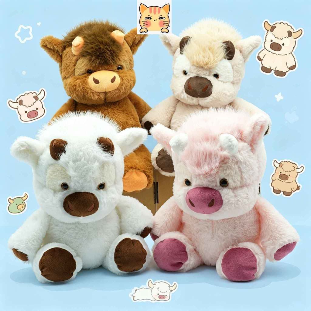 BCT ✨ Novo Correndo Vaca Brinquedo De Pelúcia Dos Desenhos Animados West Highland Bezerro Boneca Animal Plushie Travesse