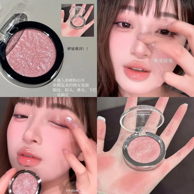 Maquiagem única ~ Diamond Flash Multiuso Pó Marcador Paleta de sombras Iluminar Perolado Flash Fino Baixa Saturação Cinz