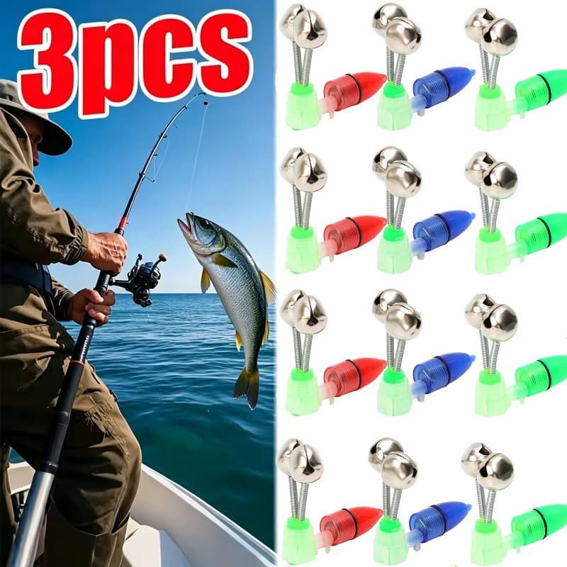 Alarmes De Pesca Noturna Com Luz LED-Acessórios-Clipe De Som Alto Na Vara Alarme De Mordida De Sino Duplo Altamente Sens
