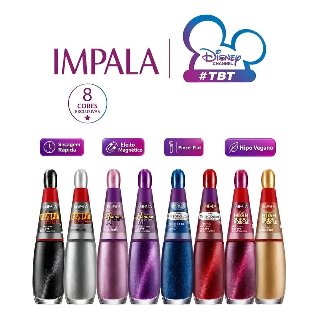 Kit 8 Esmaltes Impala Metalizado e Magnético 8ml Lançamento Unhas Manicure
