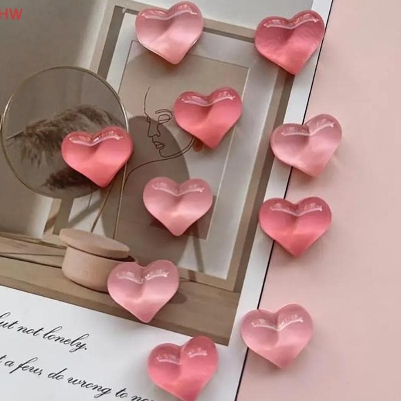 Conjunto de 6 ímãs de geladeira em formato de coração, ímãs para quadro branco com design magnético de ondulação de água