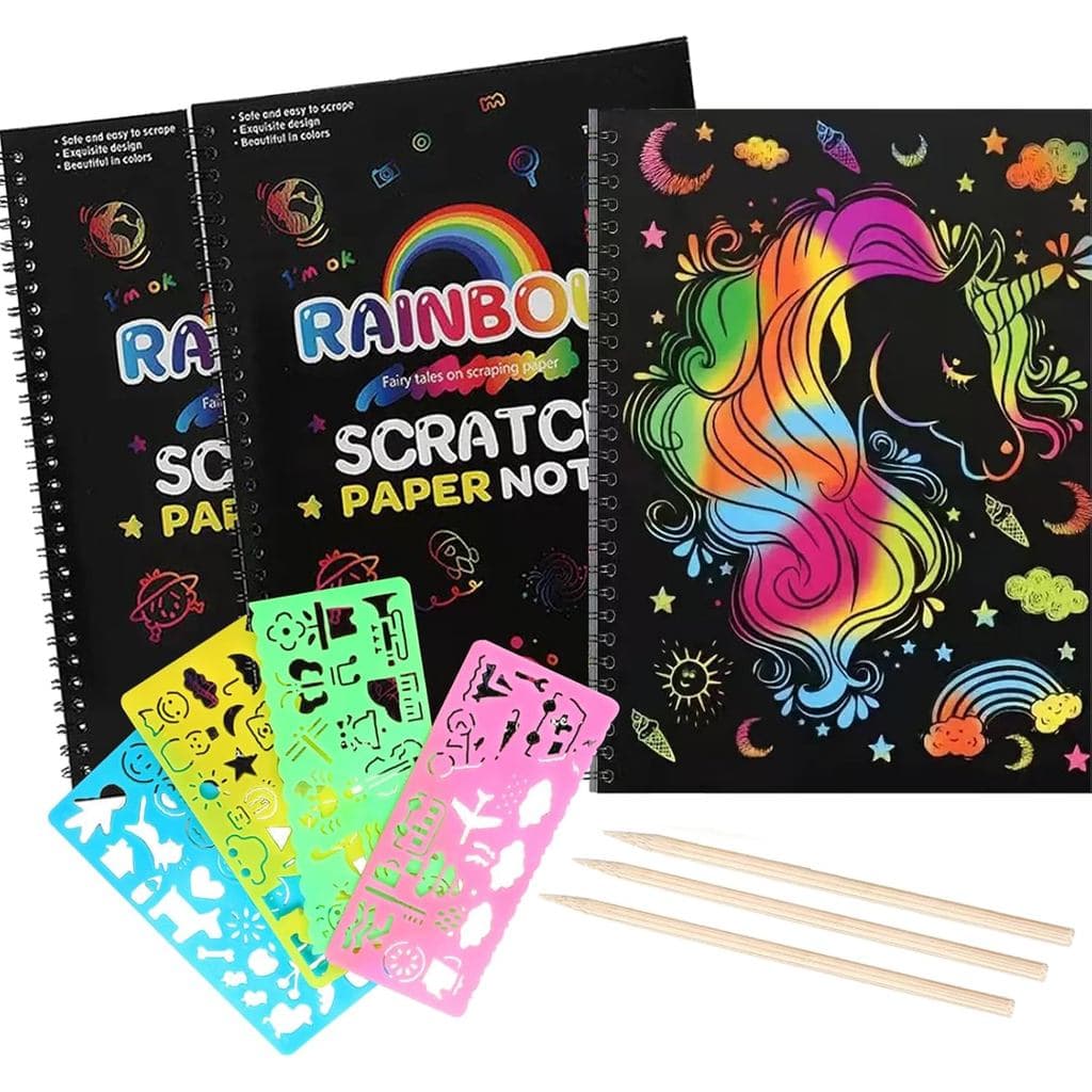 Toulideifaria Arte de Raspar para Crianças, Caderno de Papel para Arte de Raspar Arco-Íris, 10,35 x 7,48 polegadas, Paco
