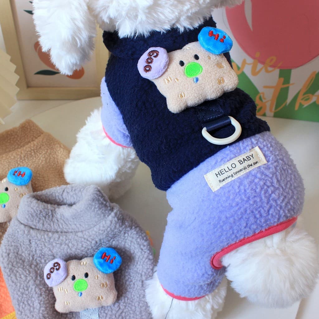 Animal de estimação Pomeranian Teddy Bichon outono inverno roupas velo roupas de quatro patas pode tração filhote de cac