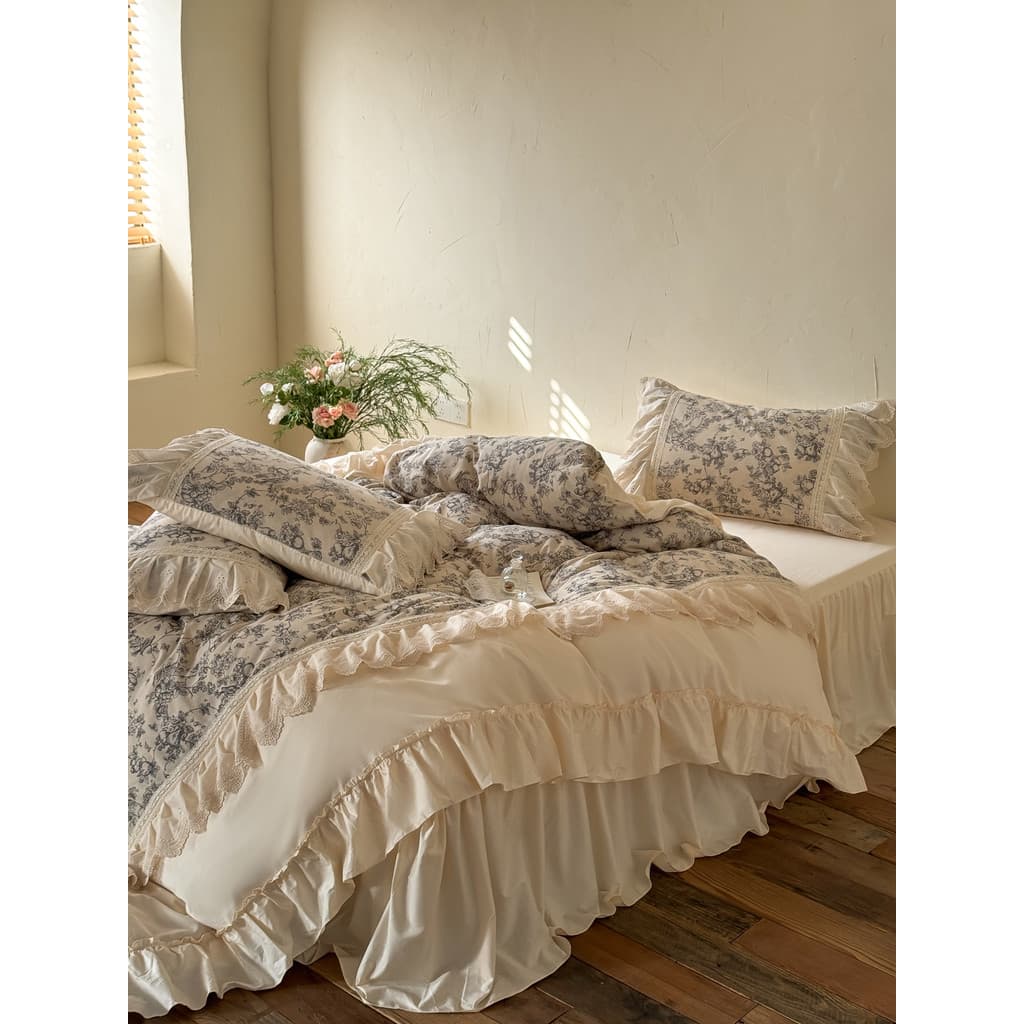 Classe a 100% algodão puro algodão cama conjunto de quatro peças princesa renda colcha capa saia quatro estações conjunt