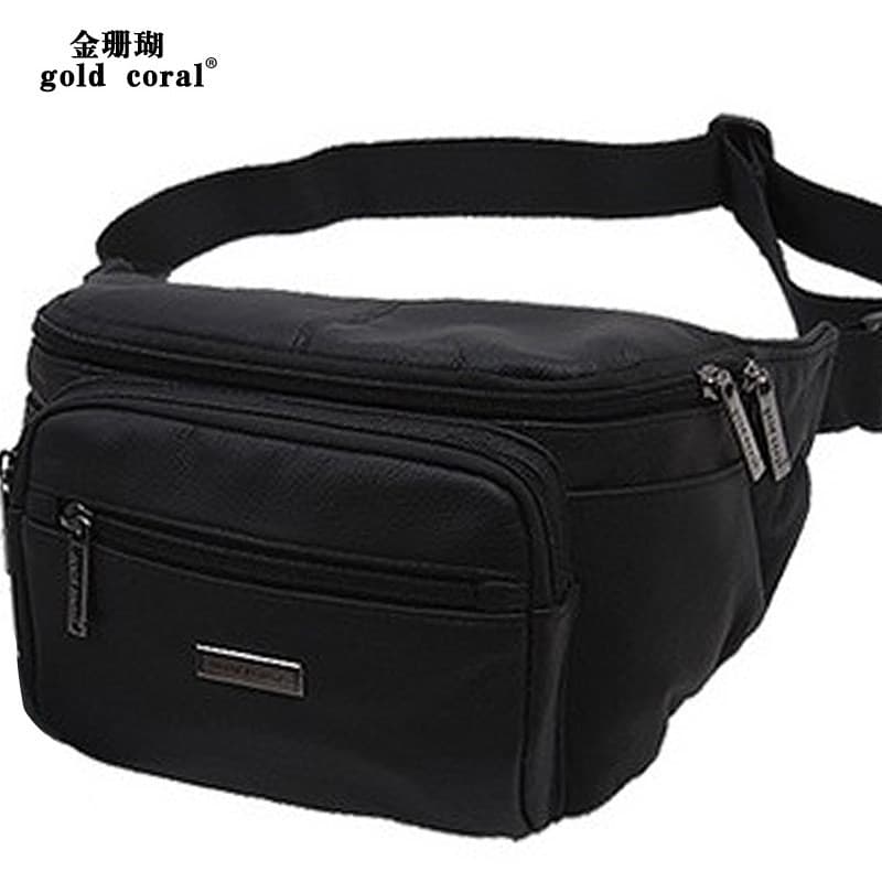 Coral dourado versão coreana novo estilo grande bolsa de cintura de couro masculino esportes lazer ao ar livre bolsa de