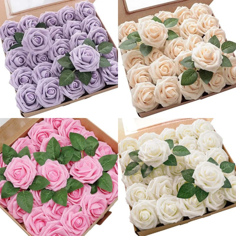 20 Peças de Decoração Floral Rosa Simulada em Estilo Europeu R12Z