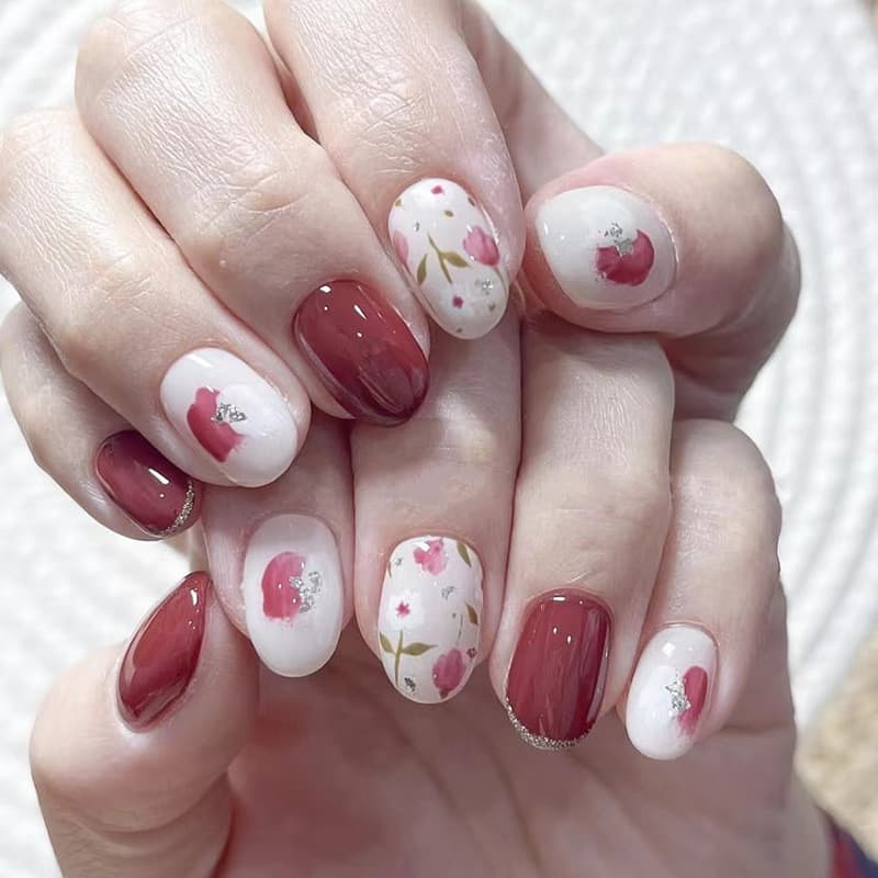 Flores de montanha unhas longas primavera verão remendo de unhas flor unhas falsas 30 peças manicure remendo manicure