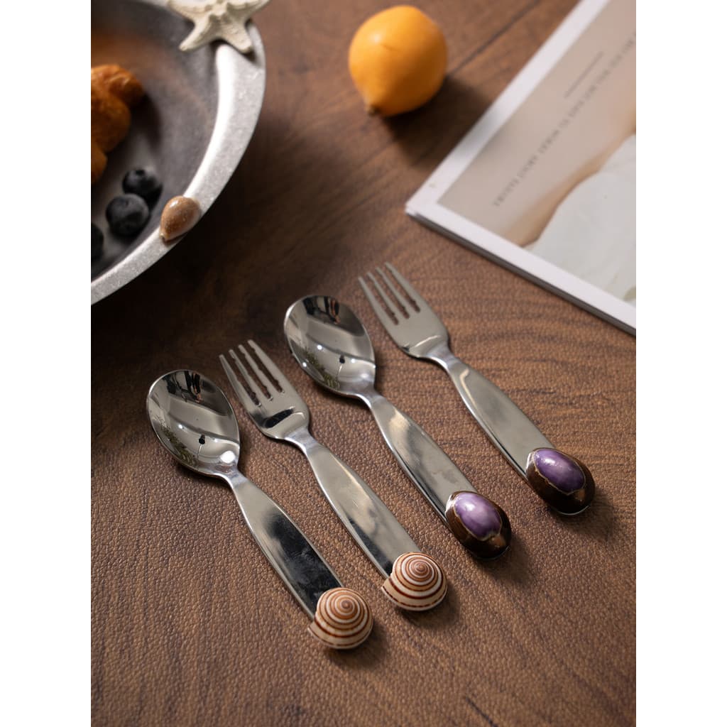 XEMO304 conjunto de colher garfo de aço inoxidável, utensílios de mesa domésticos de alta qualidade, concha Natural, com