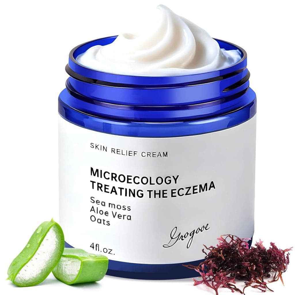 Creme Natural Calmante para Eczema Crogooe para Pele Seca, Itchada e Sensível - Hidratante Sem Fragrância com Musgo Mari