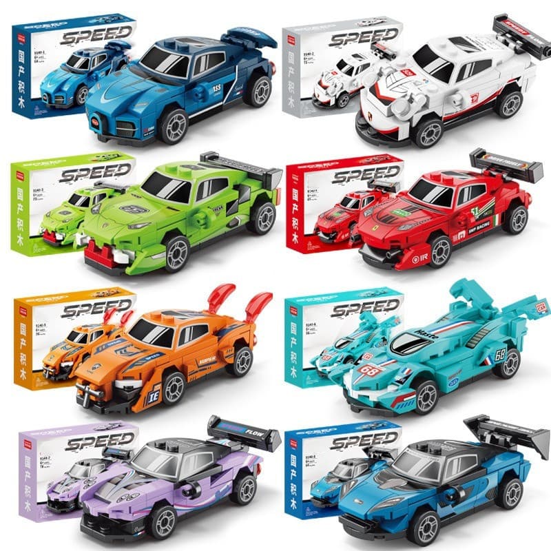Puxar Para Trás Carro Cidade Velocidade De Corrida Automóvel Modelo Blocos Construção Criativo Montado Brinquedos Tijolo