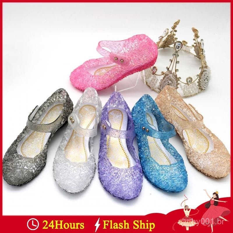 Sandálias de Cristal para Meninas, 3 Cores, Halloween, Natal, Frozen Elsa, Anna, Cinderela, Sofia, Sapatos de Dança de P