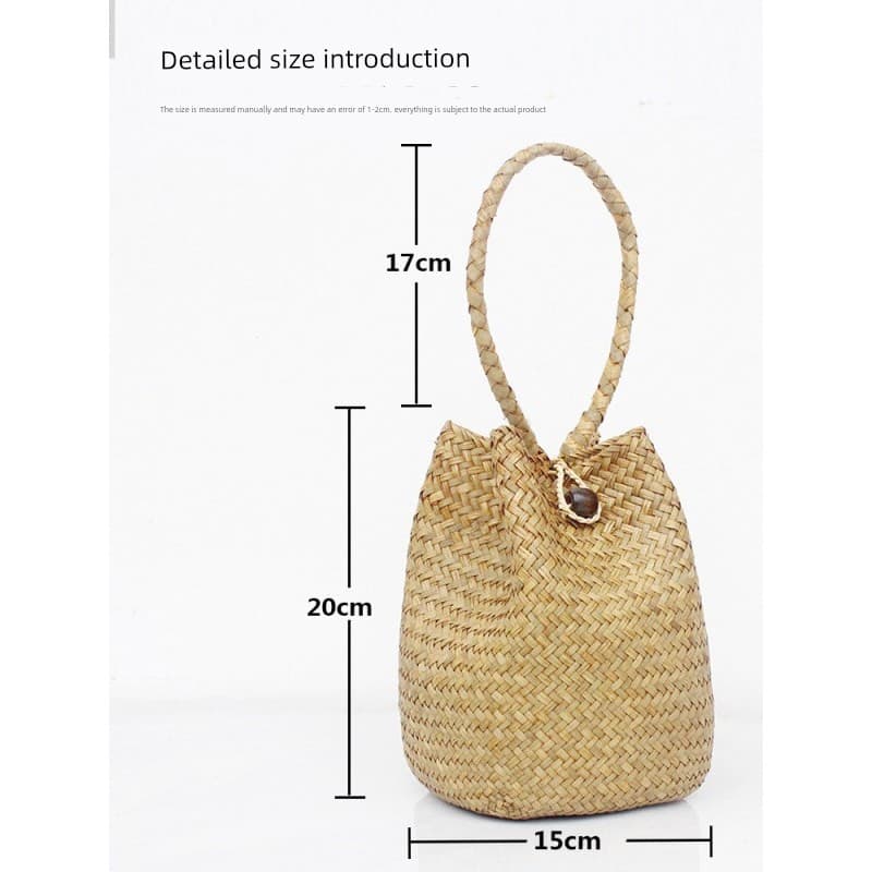 bolsa transversal feminino Bolsa T tailândia saco de palha balde bolsa mão-tecido caracol balde saco francês de um ombro