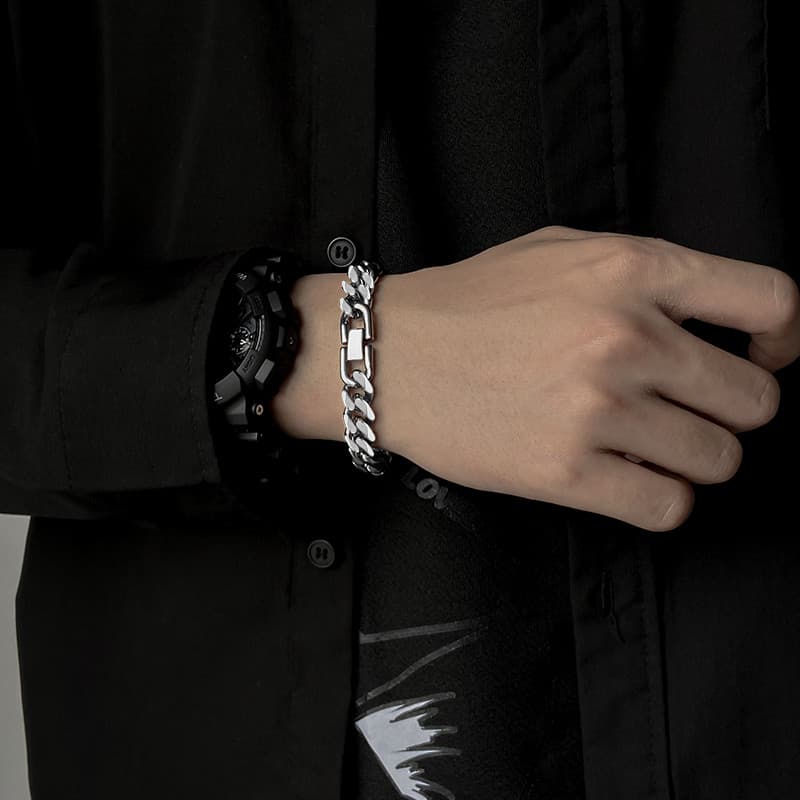 pulseira pulseira masculina cubana masculina na moda High-End titânio aço na moda pulseira masculina Hip Hop le