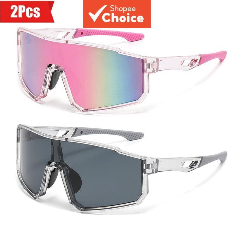 2 Pares De Óculos De Sol Para Ciclismo Uv400 , Armação Grande , Proteção Solar À Prova De Vento Esportes Ao Ar Livre