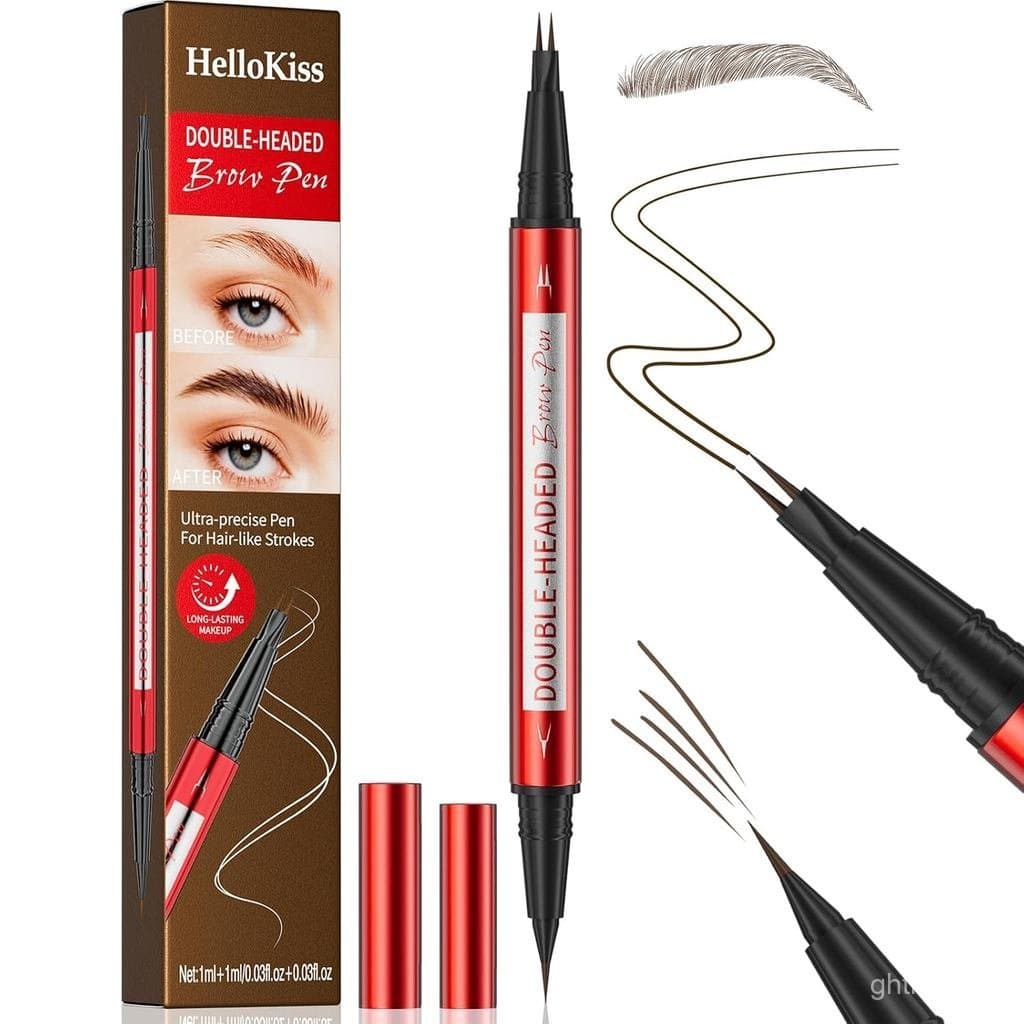 Caneta e Lápis para Sobrancelhas, Lápis para Sobrancelhas 2 em 1 com Ponta Dupla para Microblading, com Ponta Micro-Fork