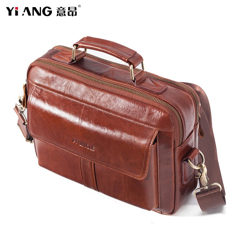 Novo estilo de couro genuíno de meia-idade idosos bolsa mensageiro de ombro multifuncional bolsa Horiz