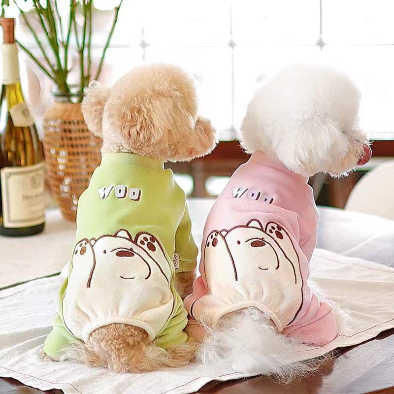 Roupas para cães roupas de quatro patas ursinho bonito rosa verde Teddy Bichon Pomeranian filhotes cães pequenos cervos