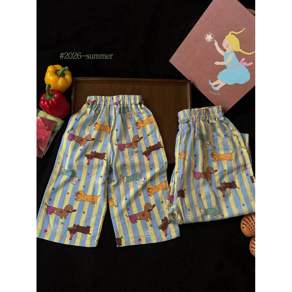 Meninas calças Mosquito bebê crianças verão estilo fino 2026 novo estilo meninos moda dos desenhos animados calças casua