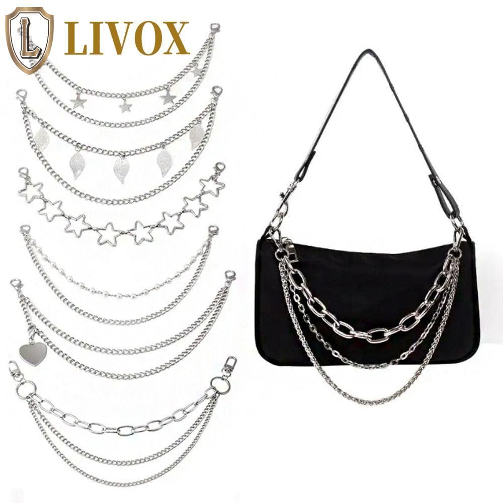 Corrente De Bolsa De Metal LIVOX , Alças Borboleta , Alça De Multicamadas , Ombro Chian