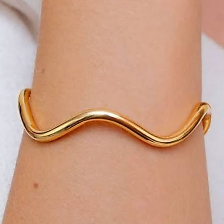 Bracelete fino ondas ajustável dourado e prateado delicado peças práticas alta durabilidade da cor
