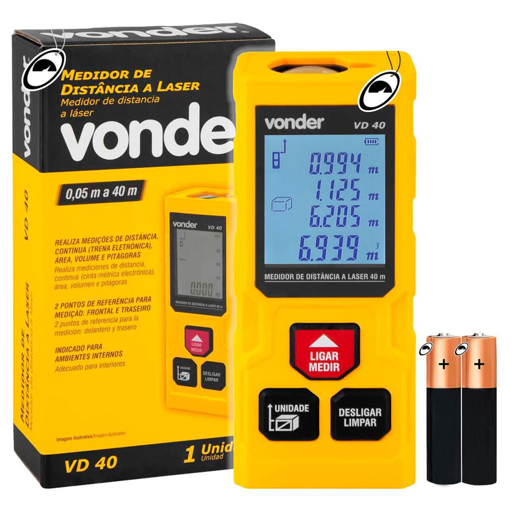 Trena Digital Laser 40M Medidor Profissional a Distância Vonder