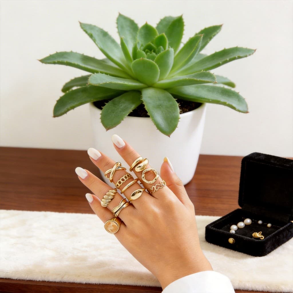 Anel aberto estilo luxuoso leve para mulheres adoram conjunto de pulseira de anel com Design de nicho exclusivo