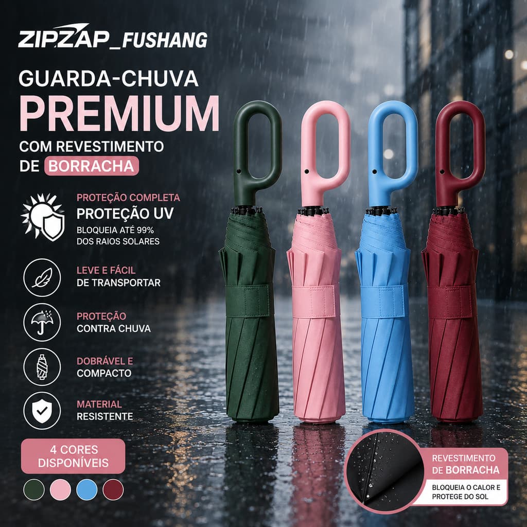 FUSHANG Guarda Chuva Automático Portátil À Prova Vento UV Resistente e Protetor Solar Grande Dobrável