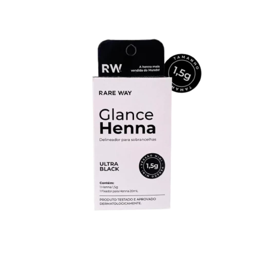 Kit Henna E Fixador Para Sobrancelhas Rare Way Glance - Ultra Black - 1,5g