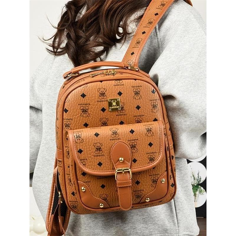 Muzi rua mochila feminino temperamento Commuter estilo moda impressão All-Match mochila de grande capacidade bonito urso